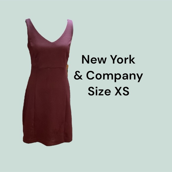 NEW YORK & COMPANY BURGUNDY PULL OVER SLEEVELESS DRESS SIZE XS GENTLY WORN - Picture 1 of 3
